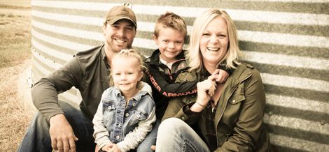 Farmer with family.